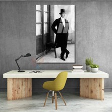 Cam Atatürk Tablo Modeli Şapkalı Atatürk Görseli Dikey Duvar Tablosu