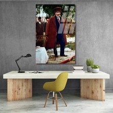 Ulu Önder Atatürk Cam Tablo Dikey Duvar Tablosu Renkli Atatürk Görseli Ev Ofis Dekoru