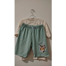 Serenad Kids Erkek Çocuk Kaplan Baskılı Tişört & Şort Takımı – Tiger Power Time,  Pamuk, Yazlık Kombin (3-10 Yaş)
