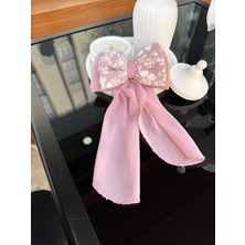 Sp Accessories Somon Beyaz Detaylı  Klipsli Kurdele Fiyonk Toka