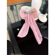 Sp Accessories Somon Beyaz Detaylı  Klipsli Kurdele Fiyonk Toka