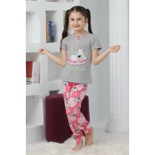 Kapip Gri Koala Baskılı Kısa Kollu Kız Çocuk Pijama Takımı 11-15 Yaş 6066-G