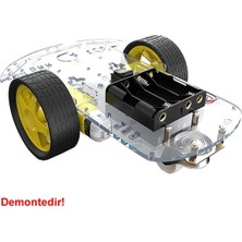 Robiz Demonte 2WD Akıllı Robot Araba Şasi Kiti  Dıy Pleksi Tekerlek Motor Çizgi Izleyen Engelden Kaçma