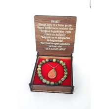 BaharEli Özel Kutusunda Doğal Unakit Taşı Kolye ve Bileklik Seti