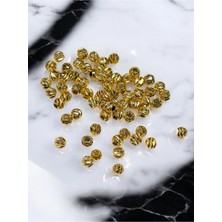 Altın Kaplama Pirinç Çizgili Dorika Boncuk – 4 mm Takı Ara Malzemesi 100 gr