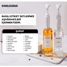 4\'lü Set | 250ML Pompalı Cam Şurup Şişesi- Kahve & Kokteyl Için, 18 Çeşit Beyaz Etiket + Silikon Huni Hediyeli