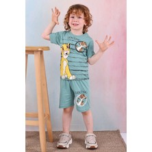 Yağmur Giyim Pjkskt Lion King Desenli Yeşil Şortlu Erkek Çocuk Kısa Kol Takım 7530-Y