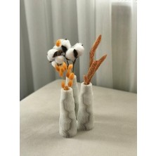 3D Yazıcı ile Üretilmiş Mermer Desenli Modern Vazo (3 Adet Set, Boyut: 5X5X13 Cm)