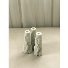 3D Yazıcı ile Üretilmiş Mermer Desenli Modern Vazo (3 Adet Set, Boyut: 5X5X13 Cm)
