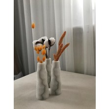 3D Yazıcı ile Üretilmiş Mermer Desenli Modern Vazo (3 Adet Set, Boyut: 5X5X13 Cm)