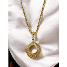 Atum Çeyrek Altın Çerçeveli Kolye (Altın Kaplama)