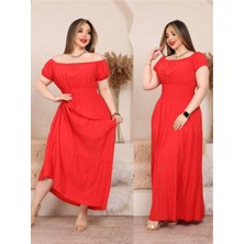 Fibula Butik Madonya Yaka Standart Beden Gipeli Poplin Kat Elbise