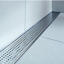 Purvex Home Paslanmaz Duş Kanalı Plastik Gövde 304 Paslanmaz Izgara Kare Delme 60  cm Yer Süzgeci