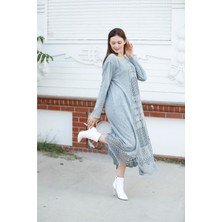 Fibula Butik Etnik Bohem ve Otantik Tarz Bisiklet Yaka Antik Yıkama %yüz Pamuk Standart Beden Triko Elbise