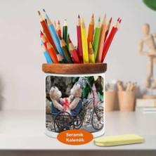 Asilmeydan Bisiklette Ayıcık Arkadaşlar Ahşaplı Seramik Kalemlik - 1357-172