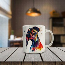 Asilmeydan Rengarenk Sevimli Köpek Baskılı Hediyelik Kupa Bardak-00639