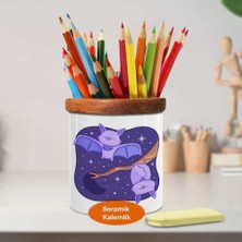 Asilmeydan Dalda Sevimli Yarasalar Ahşap Seramik Kalemlik - 2147914733