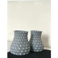 3D Yazıcı ile Üretilmiş Gri Renk Modern Vazo (Boyut: 11X11X11 Cm)