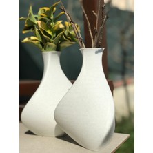 3D Yazıcı ile Üretilmiş Mermer Desenli Estetik Vazo (Boyut: 13X13X20 Cm)
