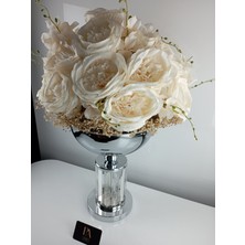 Kristal Metal Saksıda Yapay Şakayık Kız Isteme Çiçeği Nişan Sevgili Söz Aranjmanı Masa Çiçeği Dekoru
