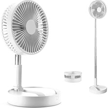 Taşınabilir Vantilatör, Şarj Edilebilir, Ayaklı ve Masa Vantilatörü, Katlanabilir Teleskopik ve Yüksekliği Ayarlanabilir, 4 Hız Sessiz, Ofis, Ev, Dış Mekan Kamp Için (Beyaz)