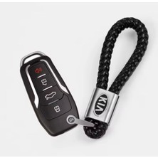 Rosetr Kia ile Uyumlu Siyah Deri Örgülü Anahtarlık Rio Cerato Sorento  Picanto Ceed