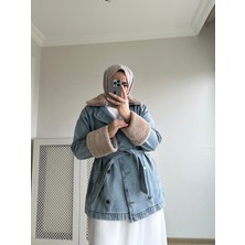 Balamony Magazin Marka Seyyar Peluş Detaylı Oversize Kot Ceket