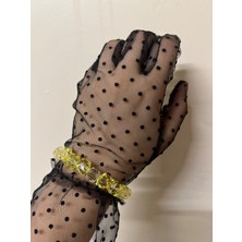 Feni Aksesuar Özel Tasarım, Sarı ve Beyaz Şeffef Kristal Boncuklu Bileklik.