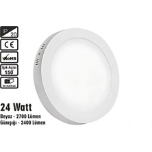Inoled Yuvarlak Beyaz Kasa Sıva Üstü LED Panel 24WATT - Volga 2752-02 Gün Işığı