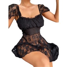 Arias Closet Alt Kısmı Tül Üst Kısmı Jarse Mini  Gecelik OZN-9483