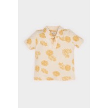 DeFacto Polo Yaka Palmiye Desenli Kısa Kollu Tişört Erkek Bebek E6764A525SM