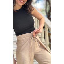 Kadın Camel Yırtmaçlı Pantolon