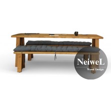 Neiwel Bues Doğal Ahşap Banklı Toplantı Masası TAKIMI-80-120 Takım