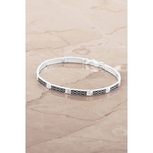 Desenli 21 cm Gümüş Erkek Bileklik 4785