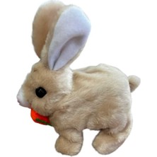 Elektronik Pilli Sesli Zıplayan Hareketli Havuçlu Peluş Tavşan 18X17 cm Kaliteli Ürün