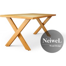 Neiwel Eva Doğal  Ahşap Toplantı MASASI-80 cm -120 cm