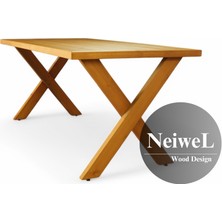 Neiwel Eva Doğal  Ahşap Toplantı MASASI-80 cm -120 cm