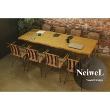 Neiwel Odes Doğal  Ahşap Toplantı MASASI-80 cm -120 cm