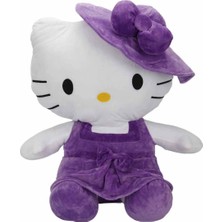 Trust Store Hello Kitty Şapkalı Peluş 50 cm Uyku ve Oyun Arkadaşı Sevimli Hello Kitty Mor