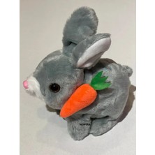 New Ay-Er Elektronik Pilli Sesli Zıplayan Hareketli Havuçlu Peluş Tavşan 18X17 cm