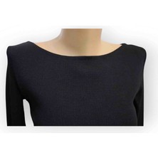 Zeynep Öykü Style Kayık Yaka Fitilli Kaskorse Örme Bluz