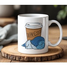 BB Design Despresso Tasarımlı Beyaz Seramik Baskılı Kupa Bardak 330 ml