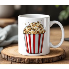 BB Design Popcorn Tasarımlı Beyaz Seramik Baskılı Kupa Bardak 330 ml
