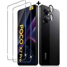 M.TK Moveteck  Xiaomi Poco X7 Pro Uyumlu Kamera Lens Koruma Camı Siyah Çerceveli + 9h Ekran Koruyucu Cam 2in1 Set Kırılmaz Cam