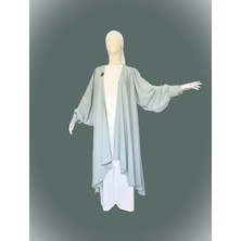 Broş Detaylı Çağla Yeşili Abaya, Abai, Her Adımda Zarafet