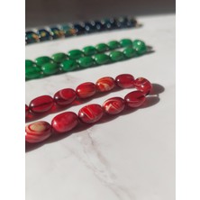 Sancaktar Tesbihçilik Hareli Sıkma Kehribar Tesbih, 8x11 mm Tane Ölçüsü, Arpa Kesim, Metal Püskül