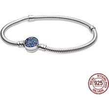 Hector Co Jewellery Gümüş Mavi Disk Klips Bileklik