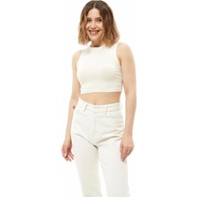 İlke Bayan Likralı Kolsuz Crop