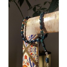 Sancaktar Tesbihçilik Hareli Sıkma Kehribar Tesbih, 8x11 mm Tane Ölçüsü, Arpa Kesim, Metal Püskül
