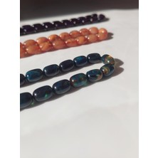 Sancaktar Tesbihçilik Hareli Sıkma Kehribar Tesbih, 8x11 mm Tane Ölçüsü, Arpa Kesim, Metal Püskül